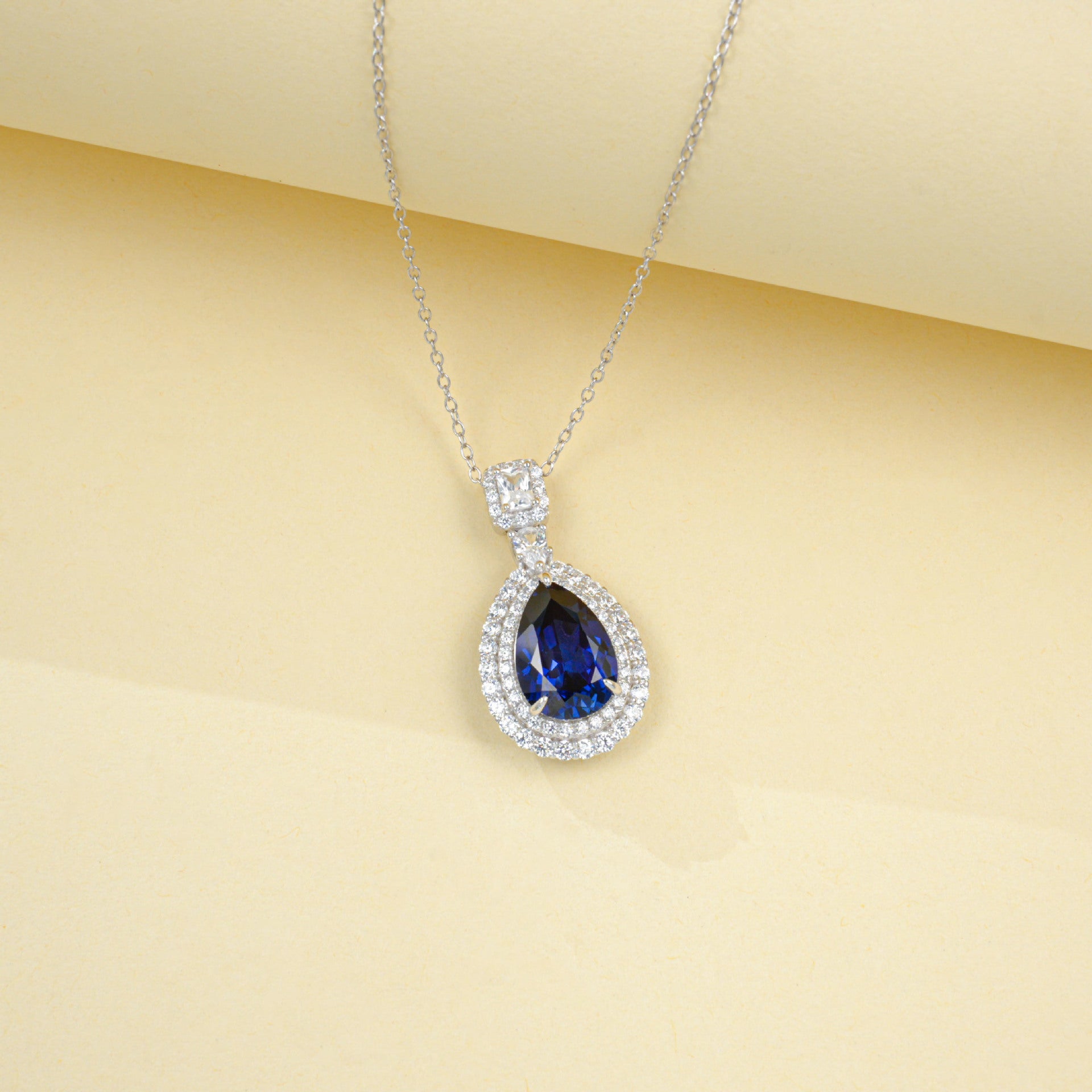 925 Sterling Silver Lab Sapphire Necklace for Women, Minimalist Premium Versatile - Photo 4