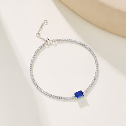 Hot Simple S925 Silver Vintage Bracelet, Lab Sapphire - Photo 2