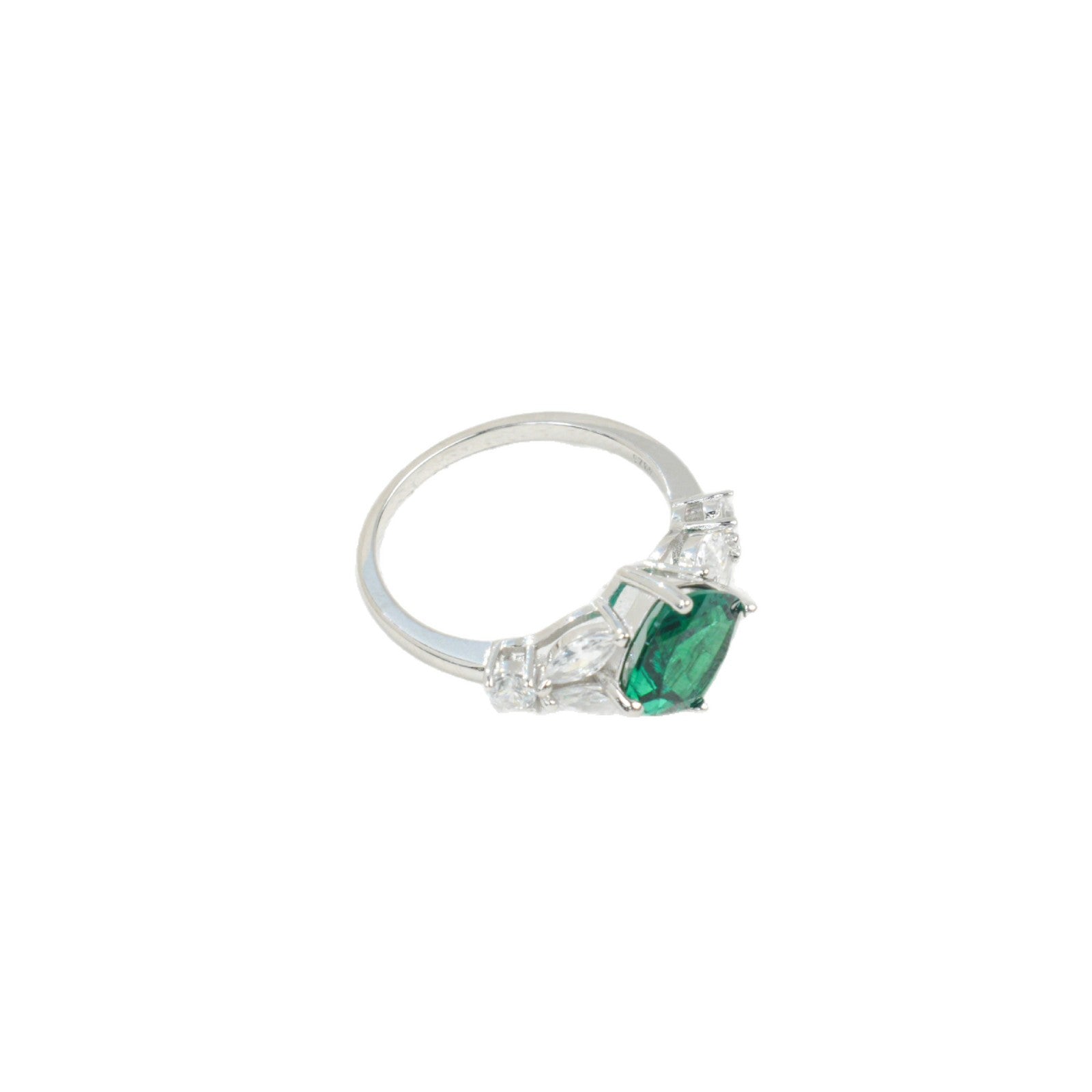 S925 Sterling Silver Lab Emerald Halo Ring, Premium Delicate Gift - Photo 5