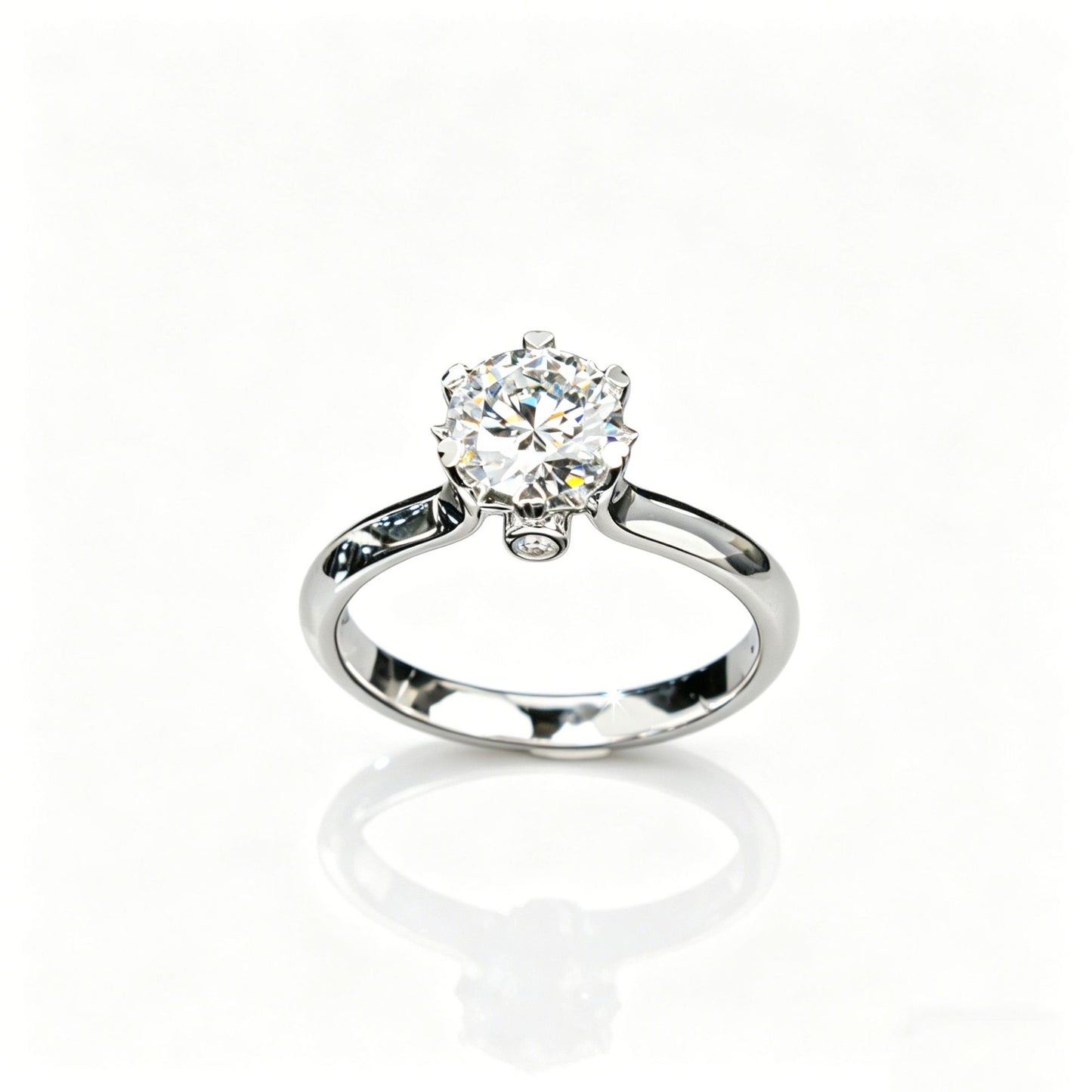 925 Sterling Silver Lab Diamond Six-Prong Ring, Premium for Women - Photo 5