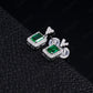 Lab Emerald S925 Silver Stud Earrings, Vintage Premium Princess - Photo 3