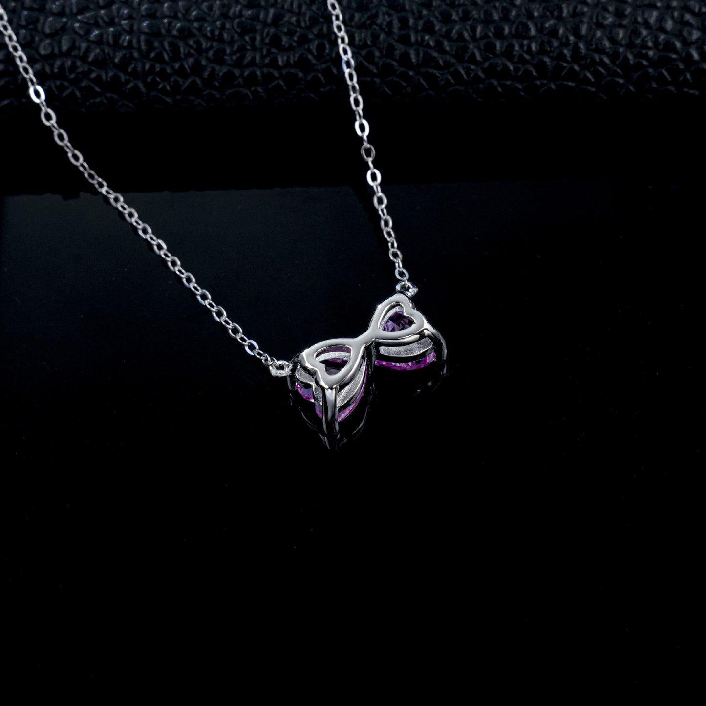 S925 Silver Lab Padparadscha Bow Necklace, Girly Choker Direct - Photo 4