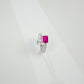 925 Sterling Silver Lab Ruby Emerald-Cut Ring - Photo 3