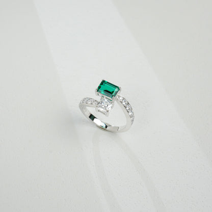 925 Sterling Silver Lab Emerald Cross-Arm Ring, Premium Versatile Bestie - Photo 6