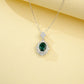 S925 Sterling Silver Lab Emerald Pave Pendant Necklace, Green Halo Versatile - Photo 2
