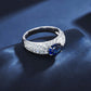 Lab Sapphire Ring S925 Sterling Silver Full Diamond - Photo 4
