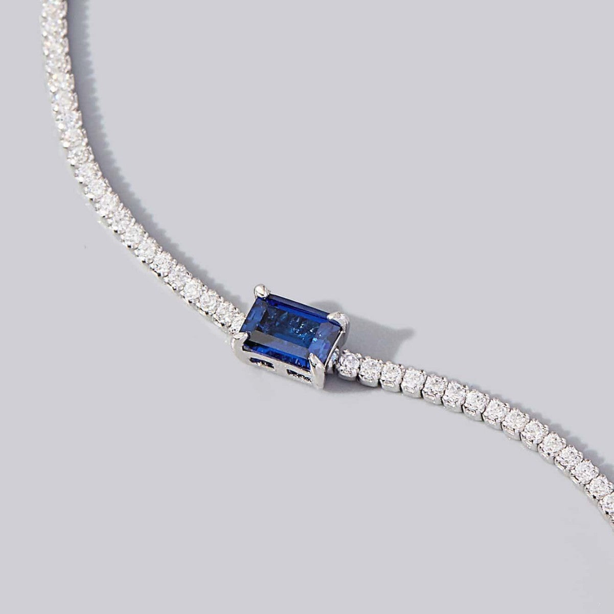 Hot Simple S925 Silver Vintage Bracelet, Lab Sapphire - Photo 4