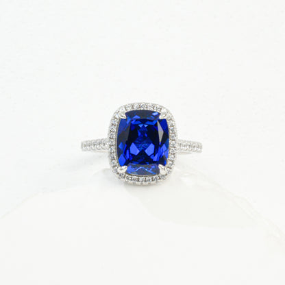S925 Sterling Silver Lab Sapphire Ring for Women, Minimalist Gift - Photo 5