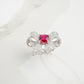 S925 Silver Full Diamond Bow Ruby Ring Adjustable, Design - Photo 3
