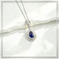 S925 Sterling Silver Lab Sapphire Teardrop Necklace for Women - Photo 1