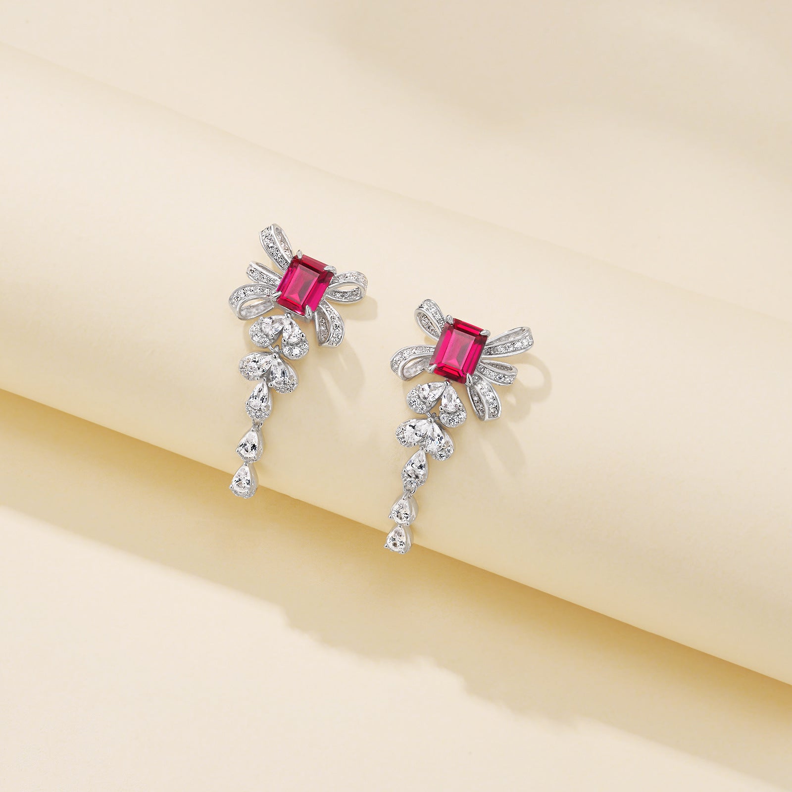 Lab Ruby S925 Silver Stud Earrings Elegant, Premium Jewellery - Photo 3