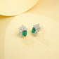 925 Sterling Silver Lab Emerald Square Stud Earrings, Princess Premium Vintage - Photo 4