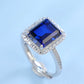 925 Sterling Silver Lab Sapphire Ring for Women, Vintage Trendy Versatile - Photo 3