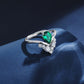 S925 Sterling Silver Lab Emerald Ring Adjustable, Crown Style Gift - Photo 2