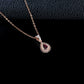 S925 Silver Teardrop Lab Ruby Necklace, Diamond Halo Birthday - Photo 4