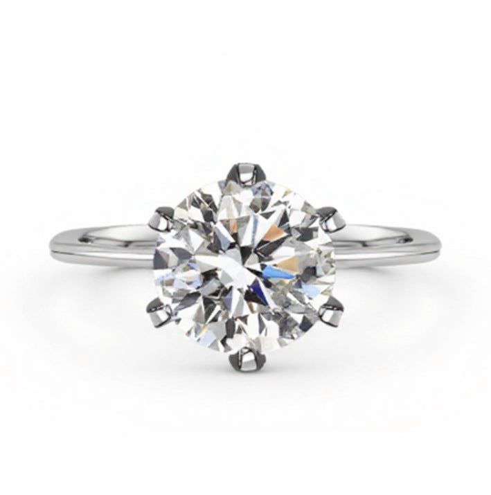 1-Carat S925 Sterling Silver Lab Diamond Six-Prong Ring, Classic Engagement Gift for Women - Photo 1