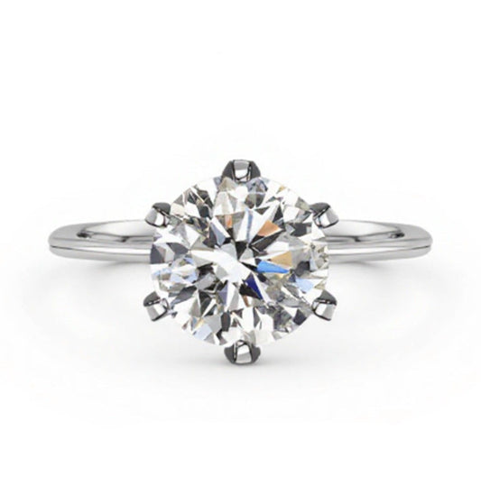 1-Carat S925 Sterling Silver Lab Diamond Six-Prong Ring, Classic Engagement Gift for Women - Photo 1