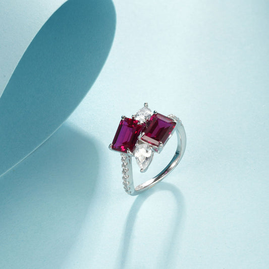 S925 Sterling Silver Lab Corundum Ring, Premium Versatile Anniversary - Photo 2