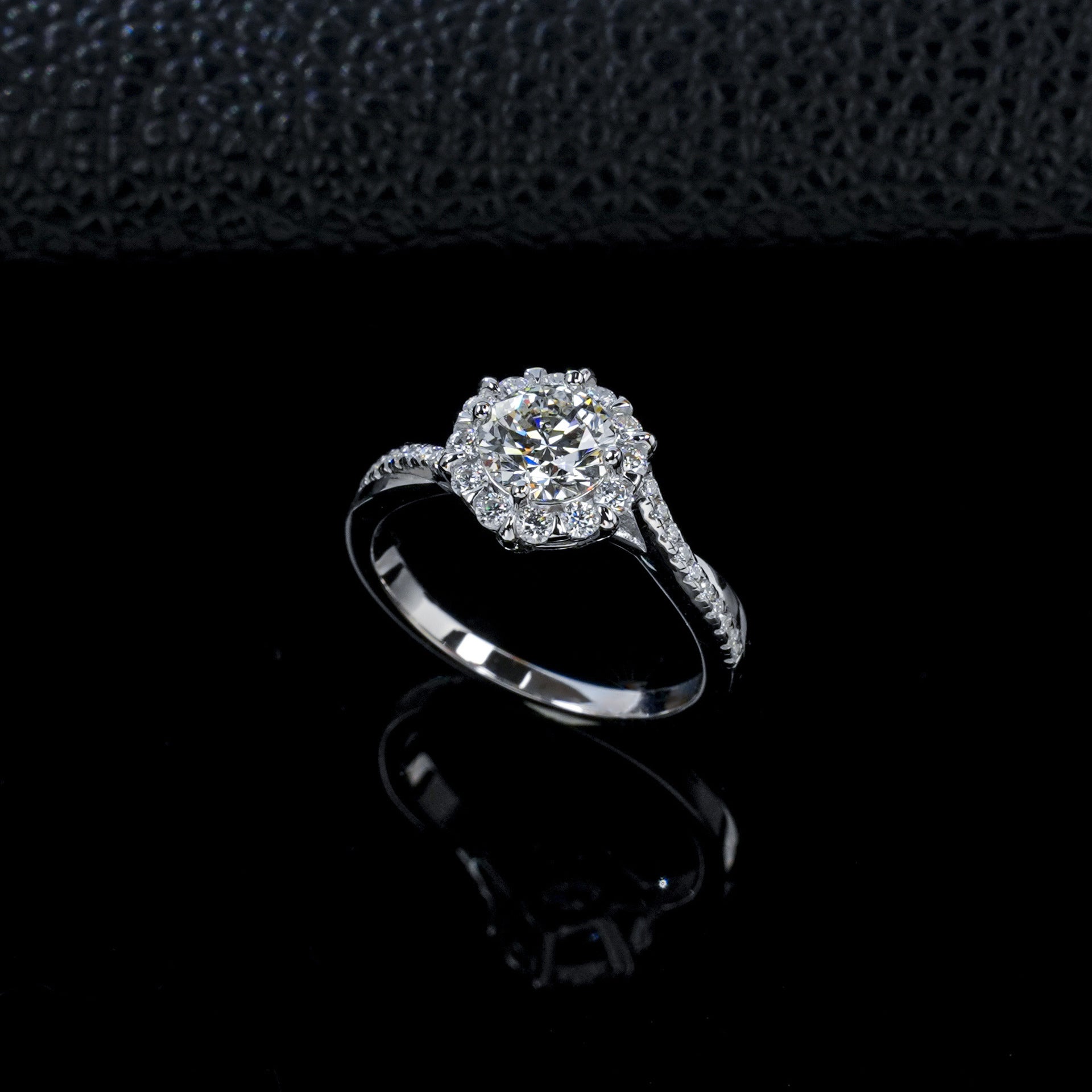 S925 Silver Sunflower Halo Lab Diamond Ring, Proposal Engagement Anniversary - Photo 6