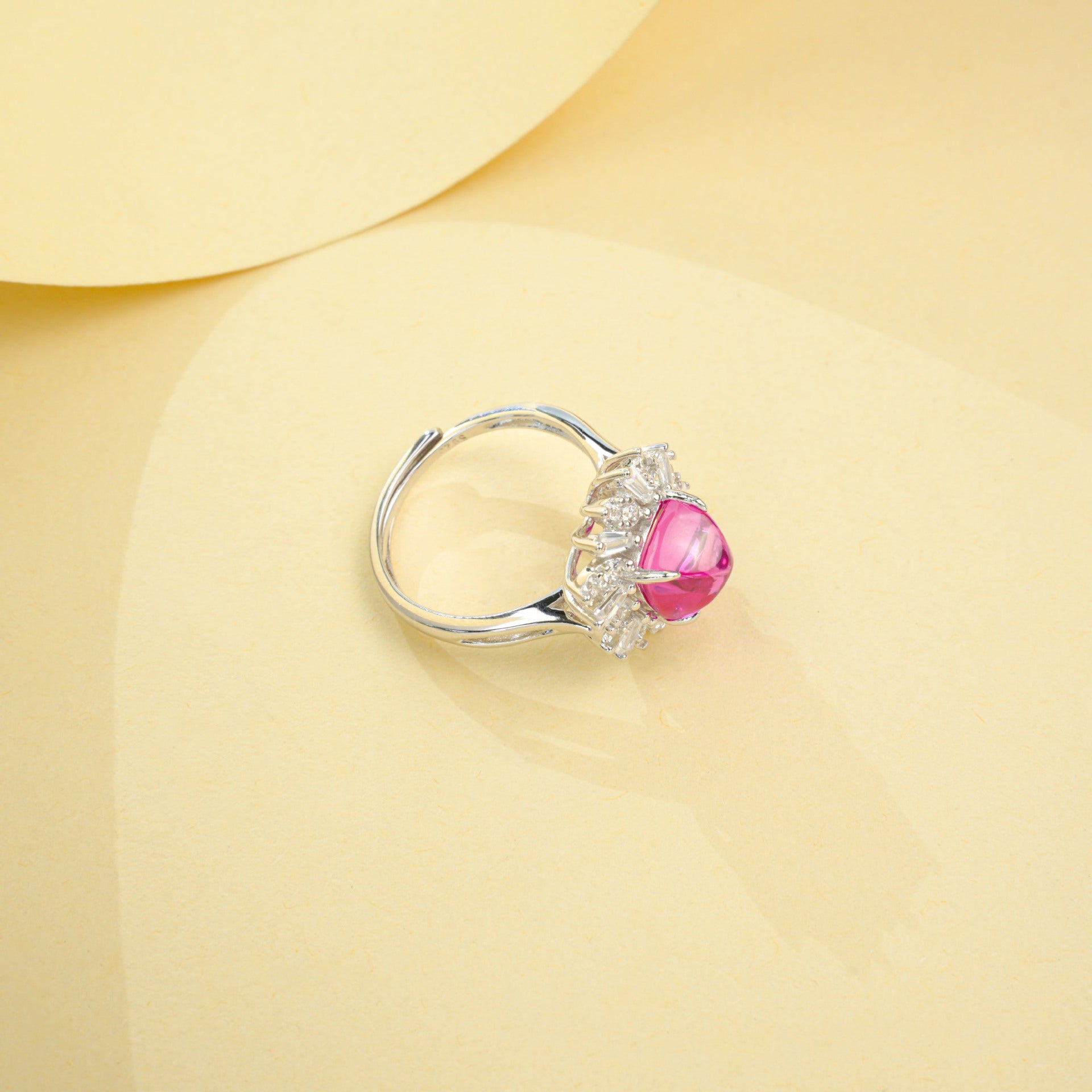 925 Sterling Silver Lab Padparadscha Ring, Luxurious Inlay Gift for Women - Photo 4