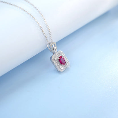 S925 Silver Lab Ruby Necklace, Bold Jewellery - Photo 6