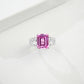 S925 Sterling Silver Lab Padparadscha Emerald-Cut Ring, Versatile - Photo 3