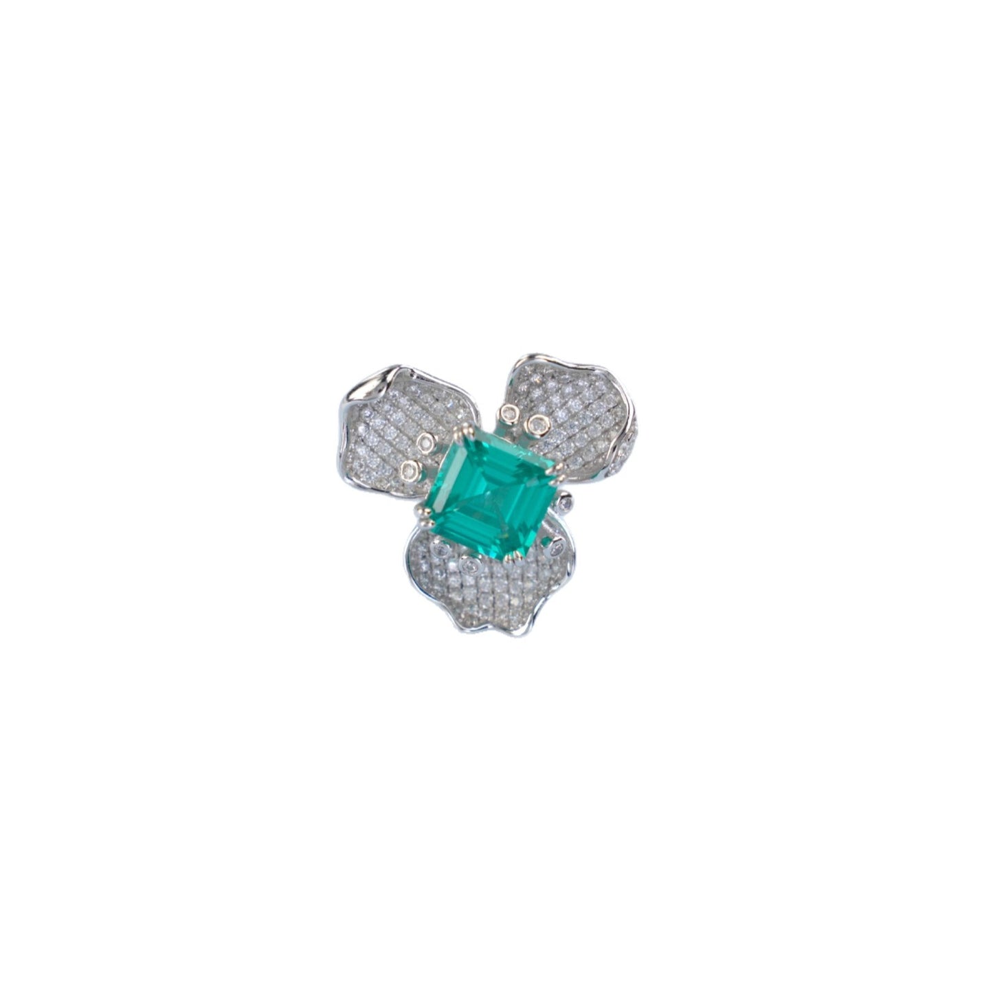S925 Sterling Silver Paraiba Sapphire Flower Ring, Designer Versatile - Photo 5