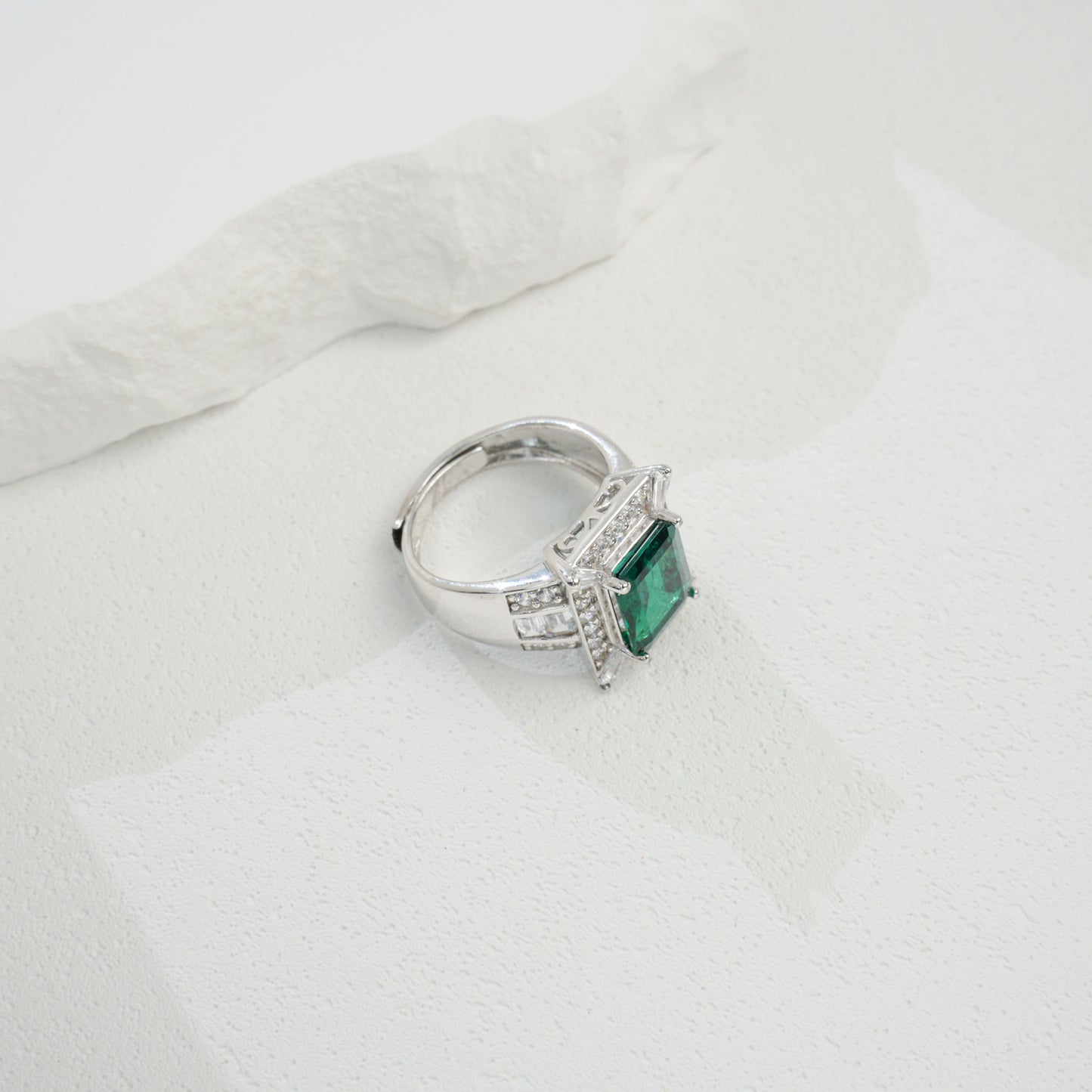 S925 Sterling Silver Lab Emerald Ring, Versatile Ring - Photo 4