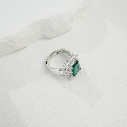 S925 Sterling Silver Lab Emerald Ring, Versatile Ring - Photo 4