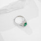 S925 Sterling Silver Lab Emerald Ring Double-Layer Full Diamond Halo Adjustable, Gift - Photo 4
