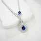 S925 Sterling Silver Lab Sapphire Teardrop Heavy Pave Necklace, Premium Gown - Photo 3