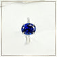 S925 Sterling Silver Oval Lab Sapphire Ring for Women, Minimalist - Photo 1