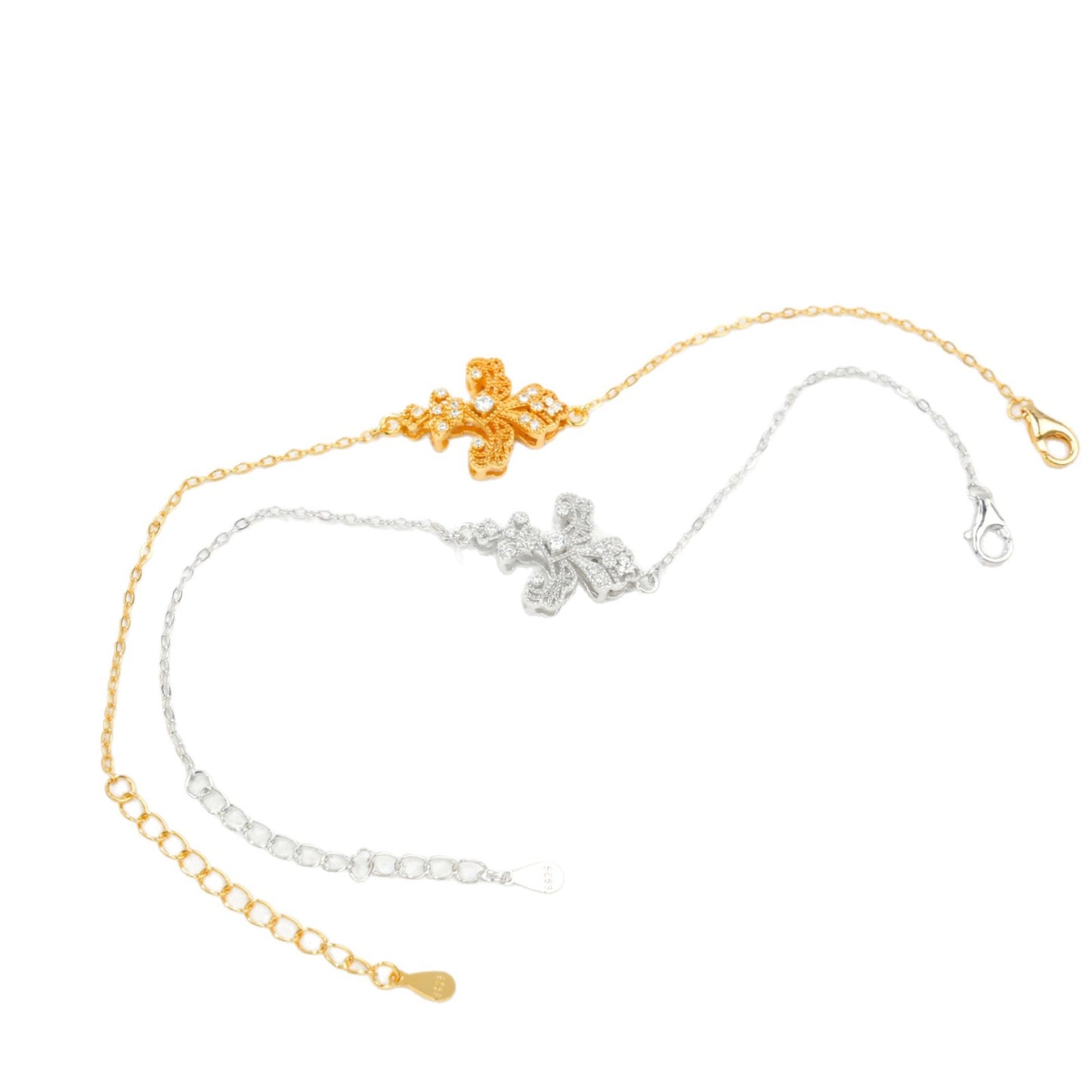 925 Sterling Silver Yellow-Gold Plated Lab Diamond Bracelet, Classic Unisex - Photo 5