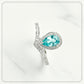 S925 Sterling Silver Paraiba Sapphire Teardrop Halo Ring, Designer Premium - Photo 1