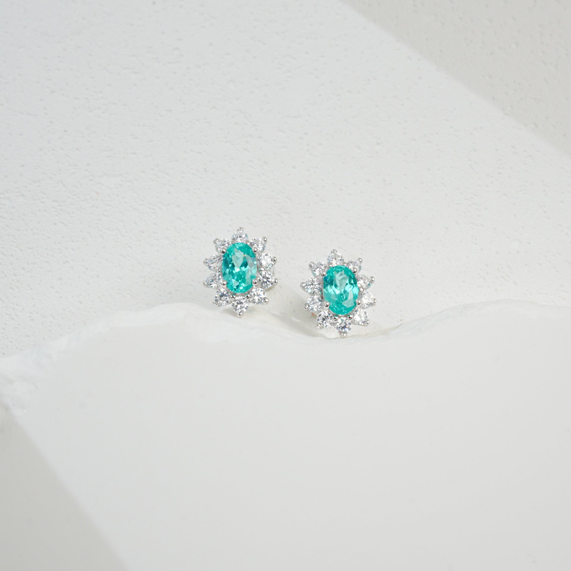 S925 Sterling Silver Paraiba Colour Tsavorite Earrings, Simple Versatile Premium - Photo 5