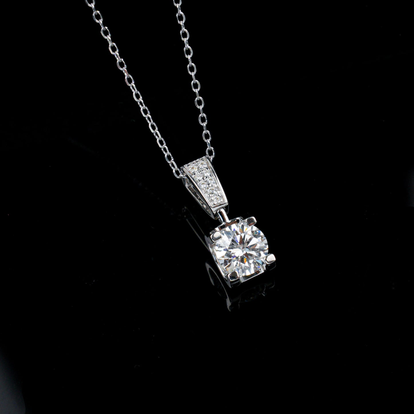 S925 Silver Melon Clasp 4-Claw Stone Necklace, Classic Simple Elegant - Photo 3