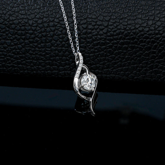 S925 Silver Curve Wrap Centre Pendant Necklace, Simple Birthday Gift - Photo 3