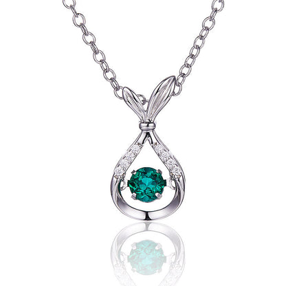 S925 Silver Hollow Lucky Bag Emerald Necklace, Small Gentle Simple - Photo 5