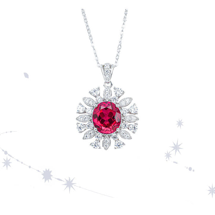 S925 Sterling Silver Lab Ruby Choker Necklace for Women, Versatile - Photo 1