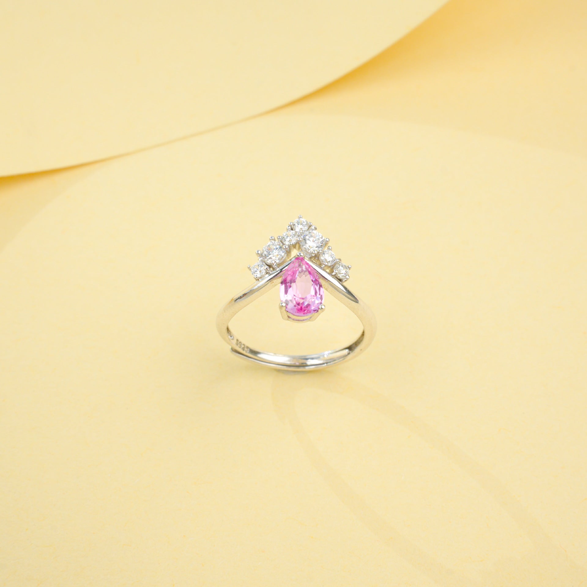 S925 Sterling Silver Lab Padparadscha Ring, Premium Anniversary Gift - Photo 4