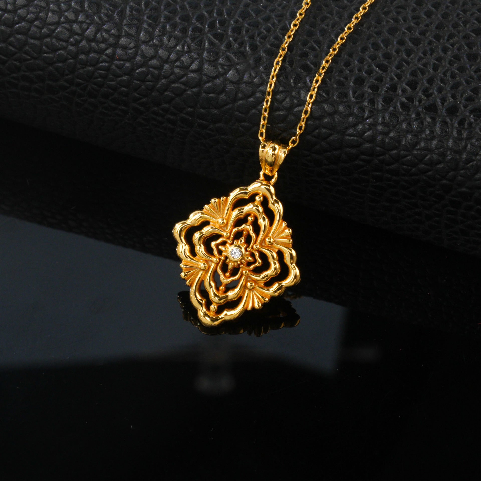 925 Sterling Silver Gold Pendant Choker Necklace, Vintage Gift - Photo 4