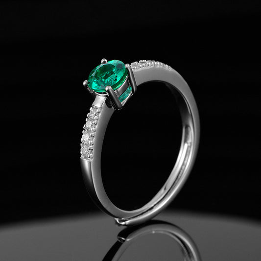 S925 Sterling Silver Lab Emerald Necklace, Elegant Minimalist - Photo 2