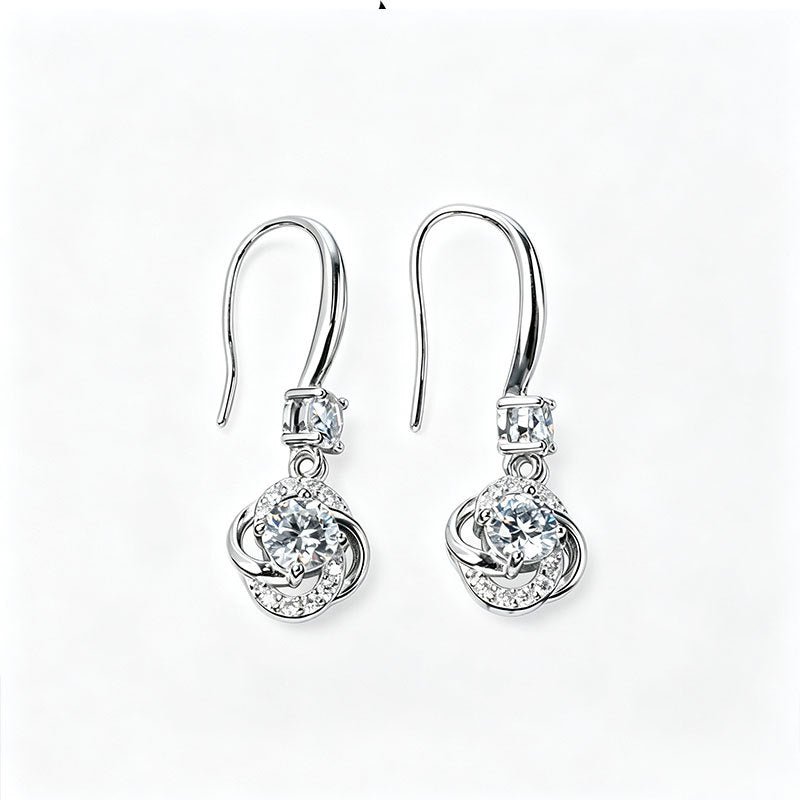 S925 Silver Lab Diamond Earrings, Design Simple Versatile - Photo 5