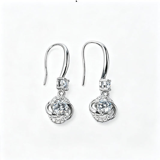 S925 Silver Lab Diamond Earrings, Design Simple Versatile - Photo 5