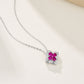 Lab Ruby Necklace S925 Sterling Silver Sparkling Four-Leaf Clover, Sweet - Photo 3