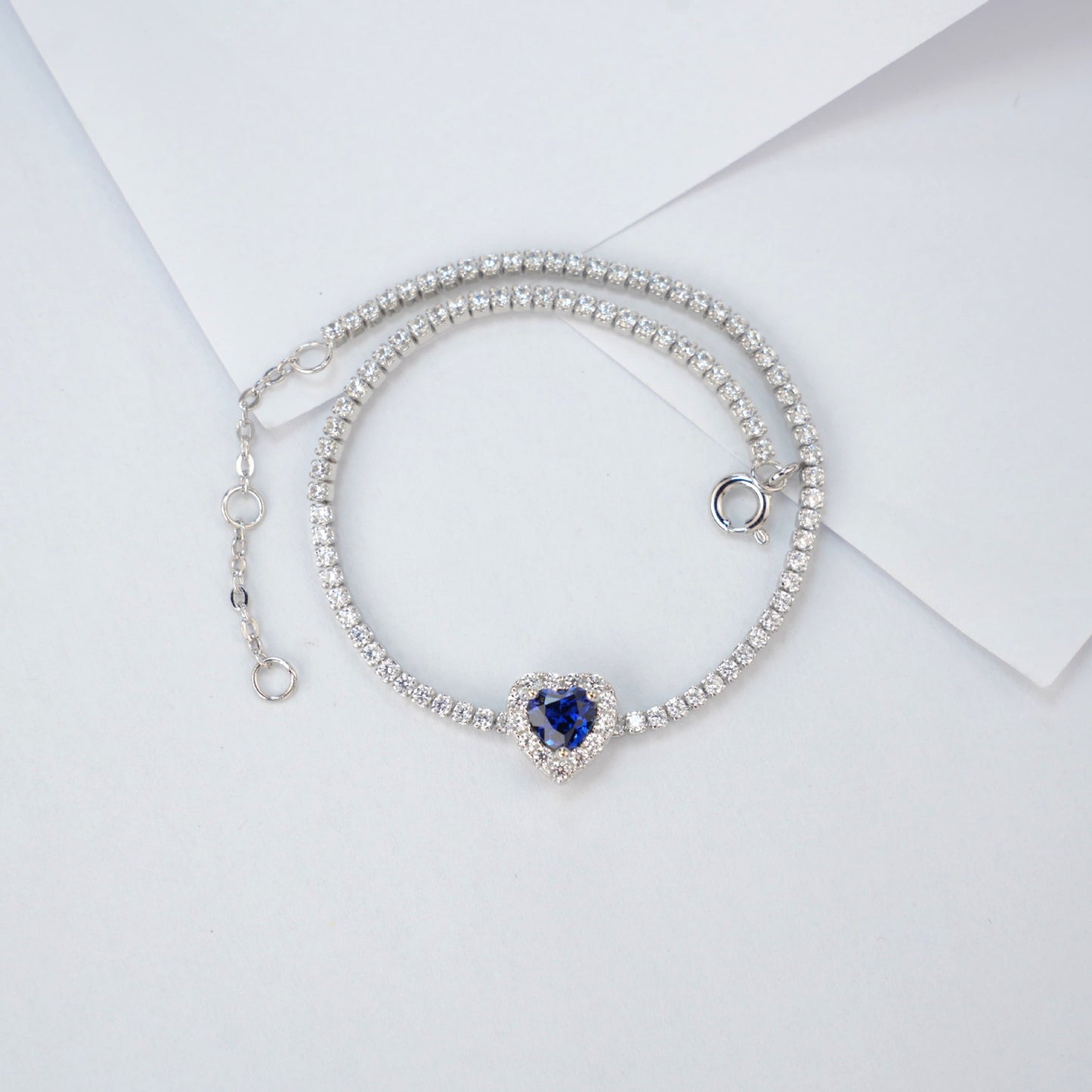S925 Lab Sapphire Bracelet, Versatile Sterling Silver - Photo 2