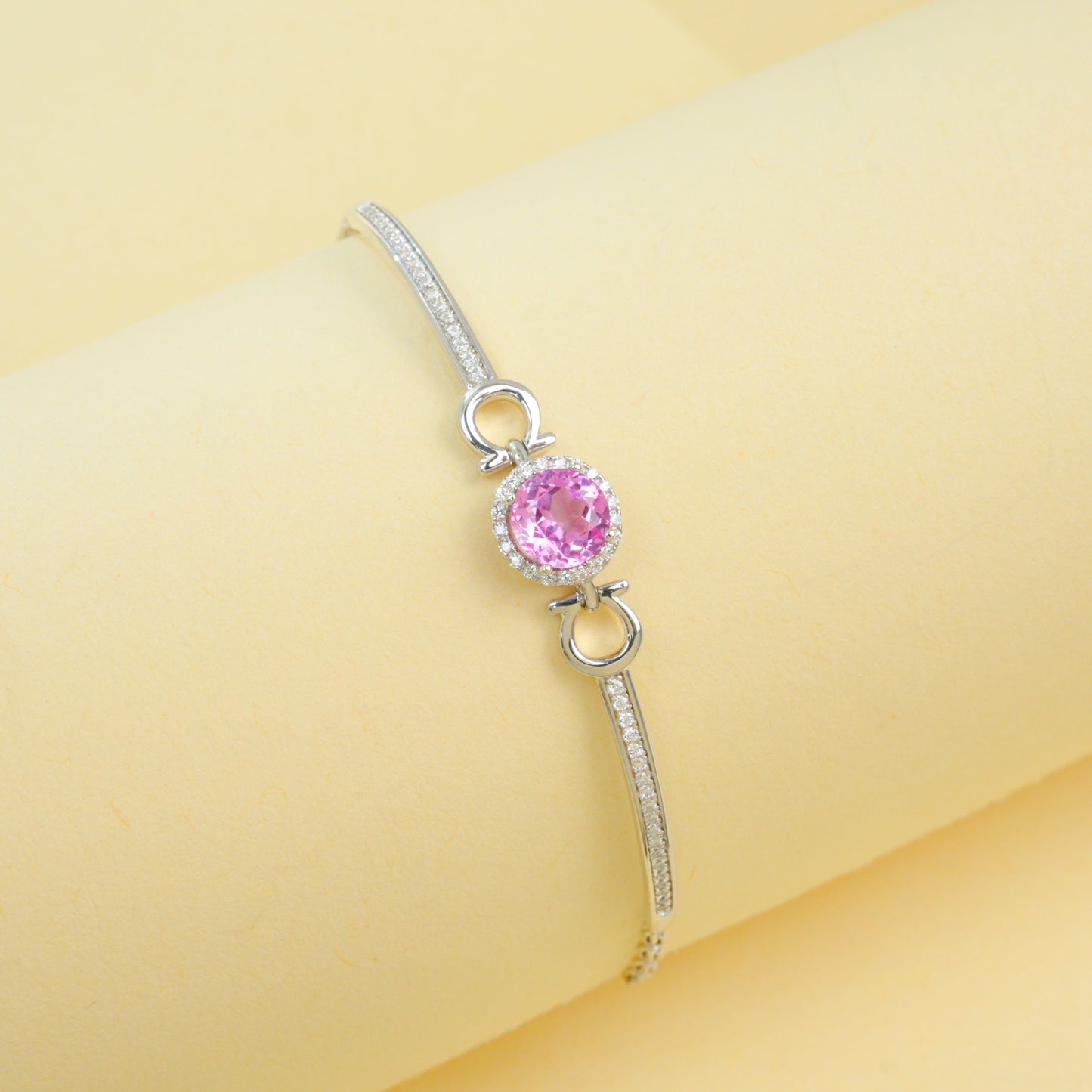 S925 Sterling Silver Lab Padparadscha Bracelet, Minimalist Versatile Bestie - Photo 4