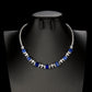 925 Sterling Silver Lab Sapphire Square Leaf Choker Necklace, Premium Wedding - Photo 3