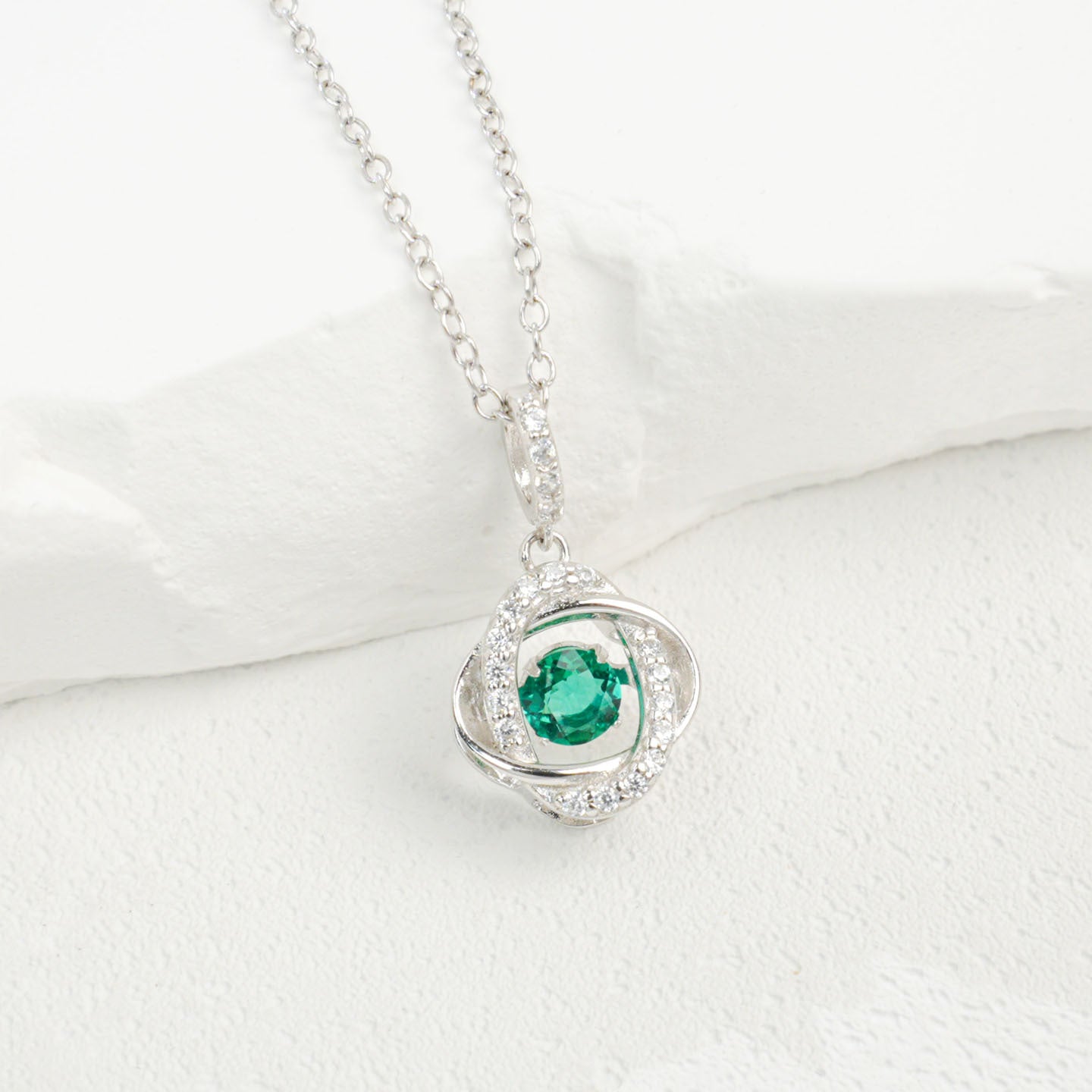 S925 Sterling Silver Lab Emerald Planet Necklace, Minimalist Gift for Women - Photo 2