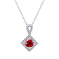 S925 Sterling Silver Lab Pigeon Blood Ruby Round Halo Pendant Choker, Premium Elegant - Photo 5